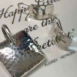 Silpada Hammered Sterling Silver Earrings & Pendant